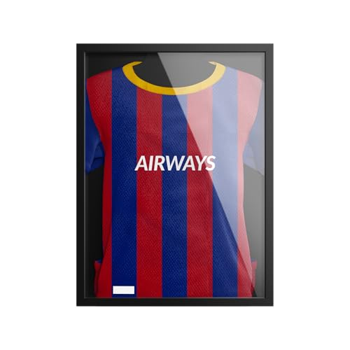 Gerahmtes Poster eines blau-roten Fußballtrikots mit der Aufschrift AIRWAYS.