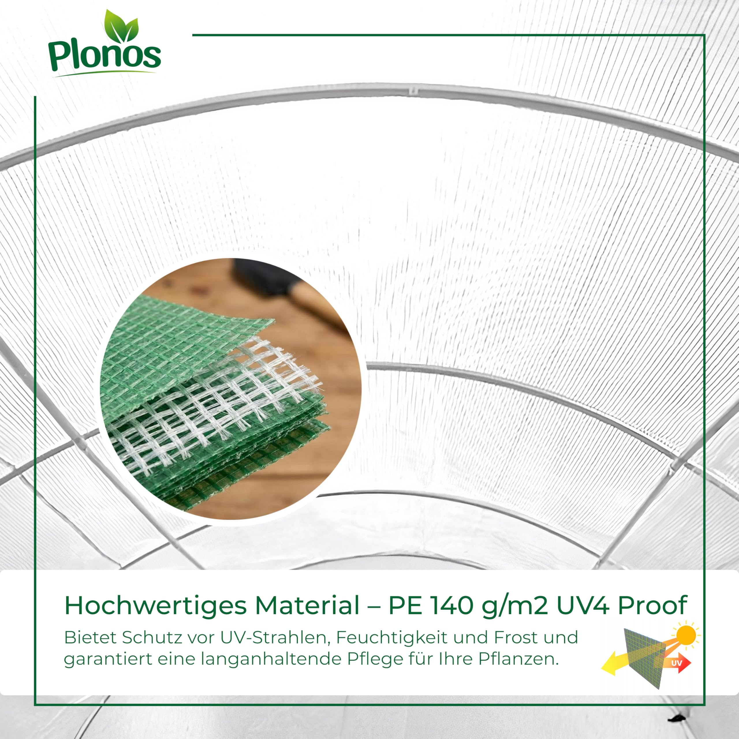 Serre en matériau PE 140 g/m2 avec protection UV4.