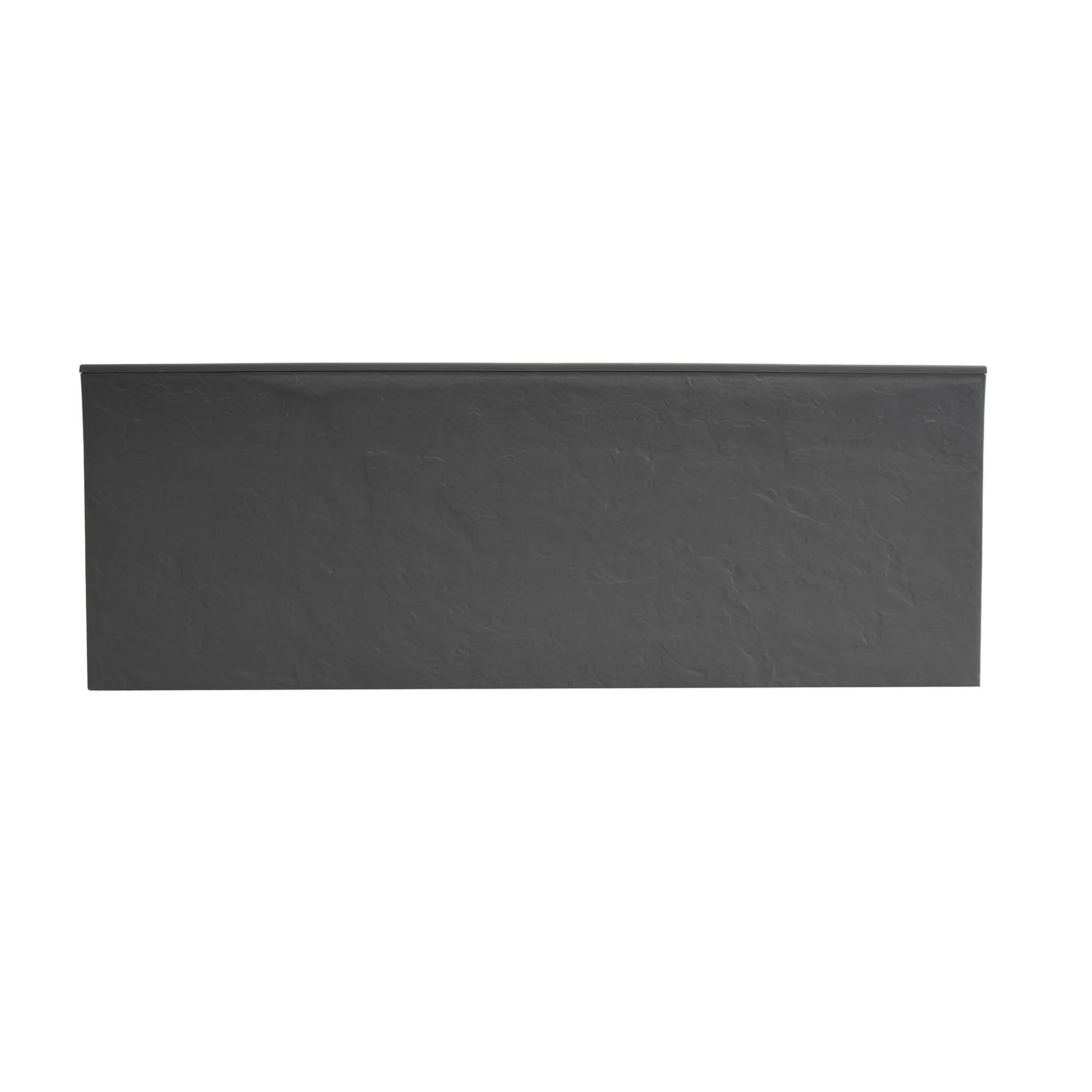 Un panneau rectangulaire gris foncé texturé sur fond blanc uni.