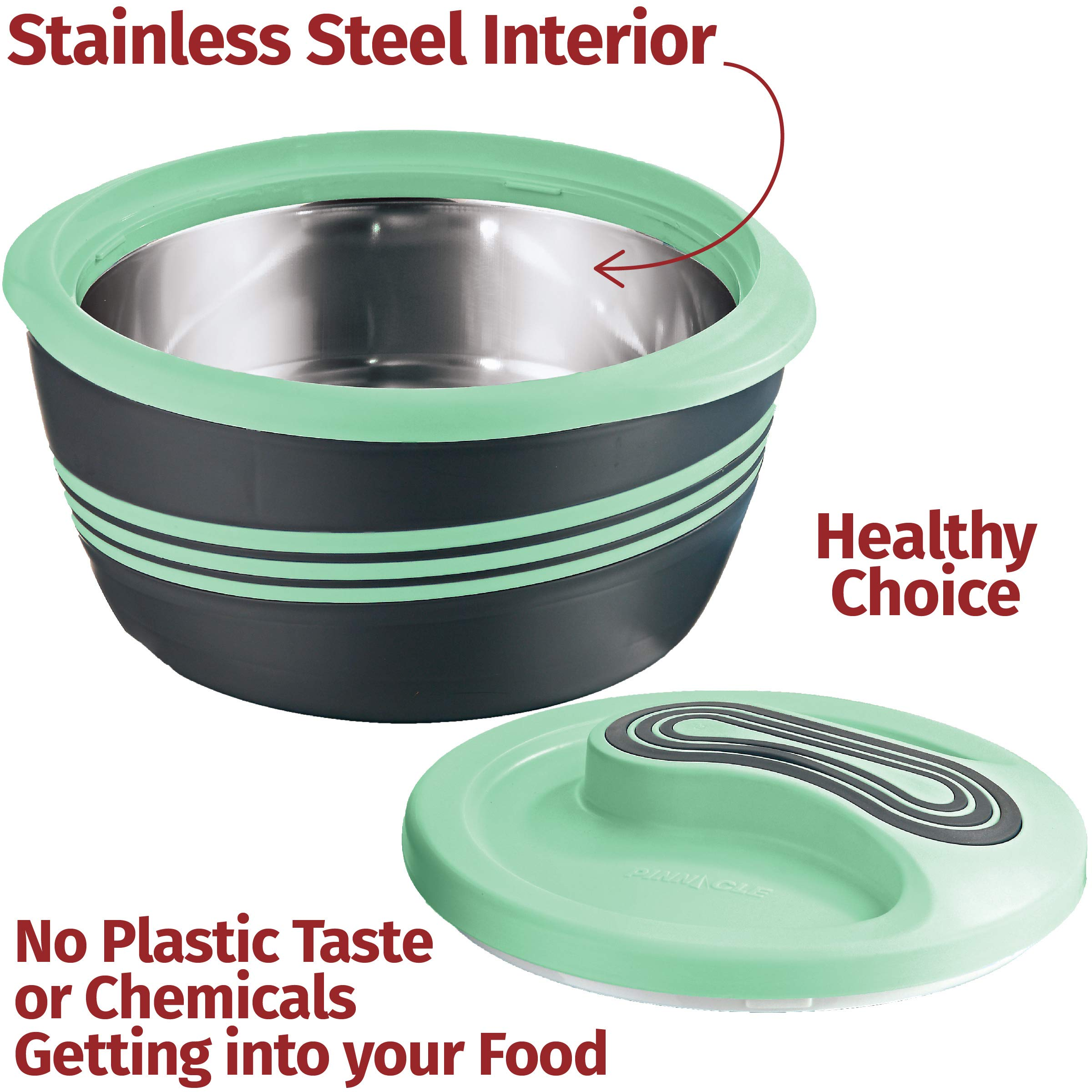Contenitore per alimenti in acciaio inossidabile con coperchio verde menta.