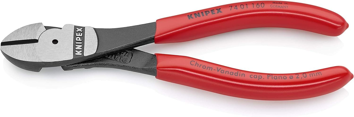 Knipex-Seitenschneider mit rotem Griff auf weißem Hintergrund.