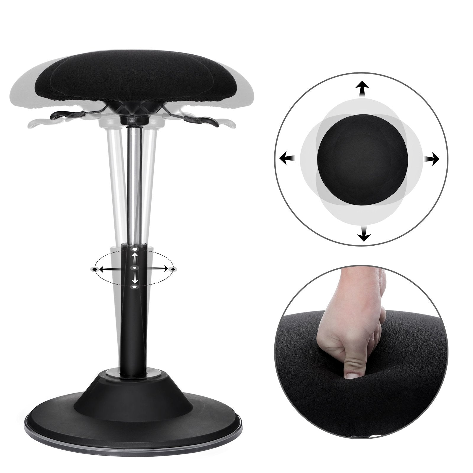 Tabouret ergonomique réglable avec fonction d'inclinaison.