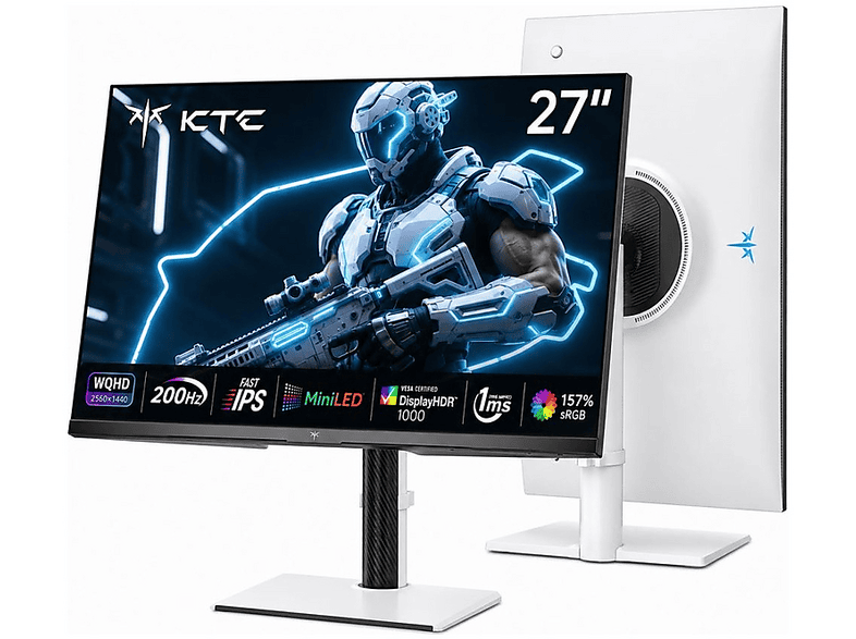 KTC M27T6S 200Hz 2K HDR1000 QD-Mini LED IPS 27 inç QHD 1 ms 200 Hz Gaming Monitör Beyaz