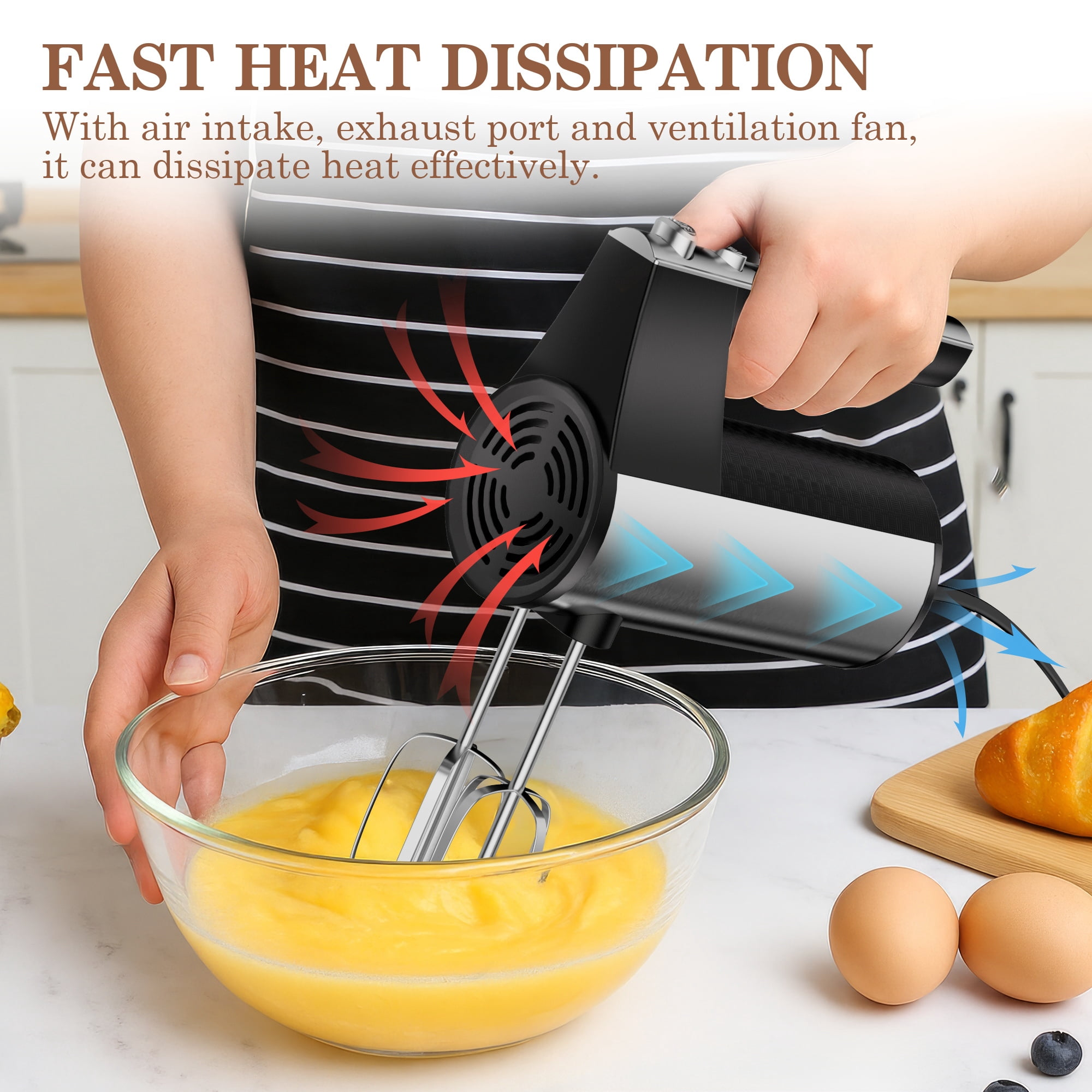 ALLGOODSBRAND 5 Geschwindigkeitsstufen und Turbofunktion Handmixer Schwarz (200 Watt)