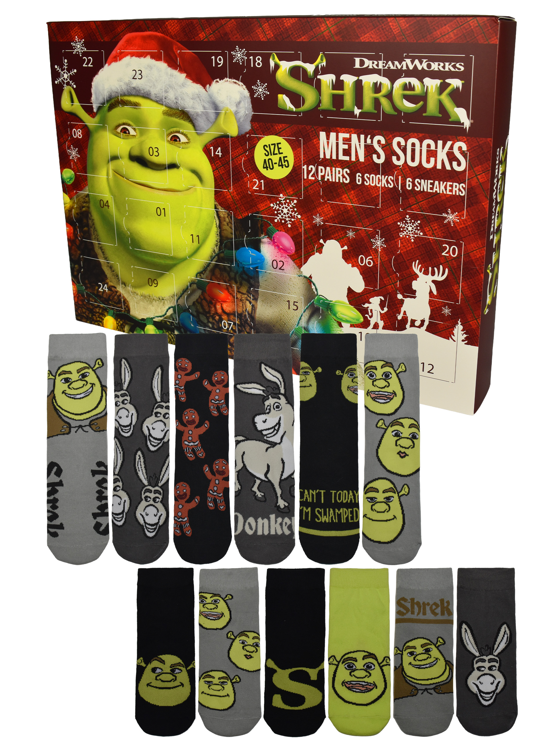UNITED LABELS Shrek der tollkühne Held Socken (40-45) Adventskalender ...