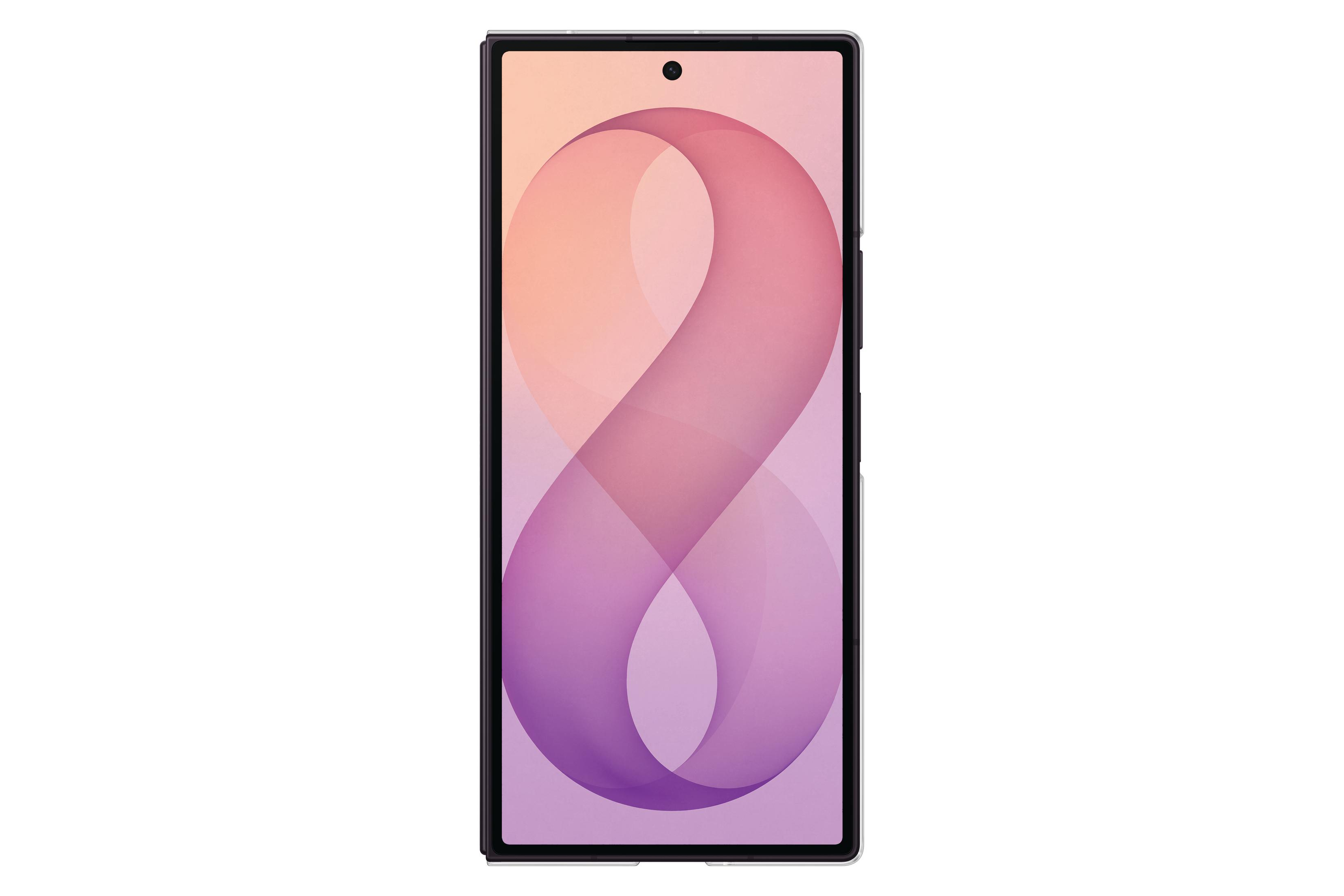 Un smartphone con marco negro y un fondo de pantalla abstracto y colorido en su pantalla.
