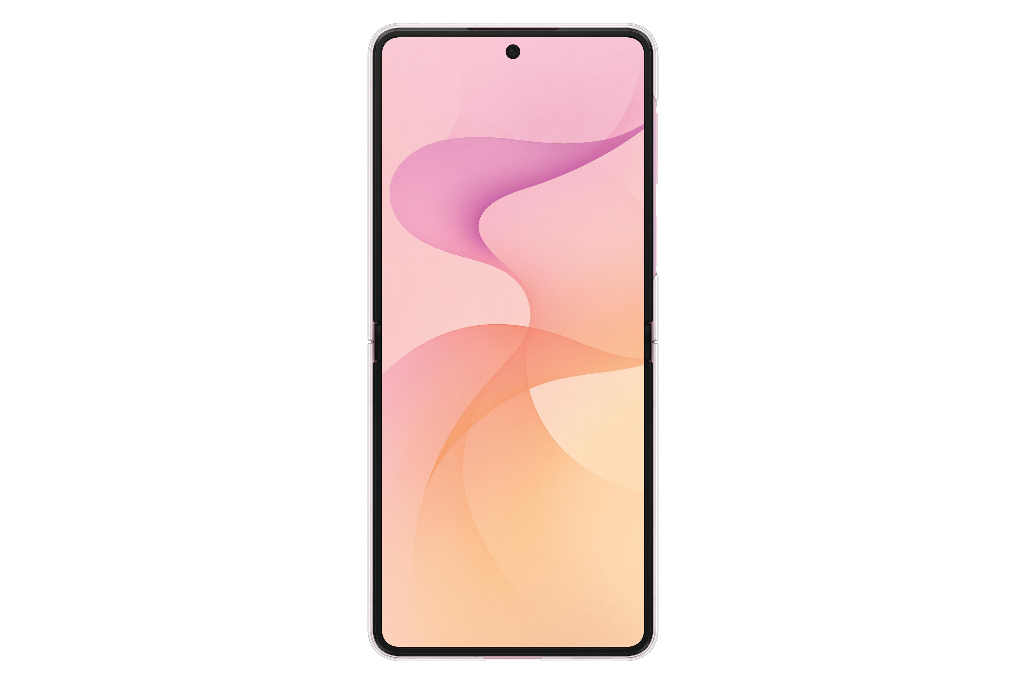 Uno smartphone mostra uno sfondo rosa e arancione su sfondo bianco.