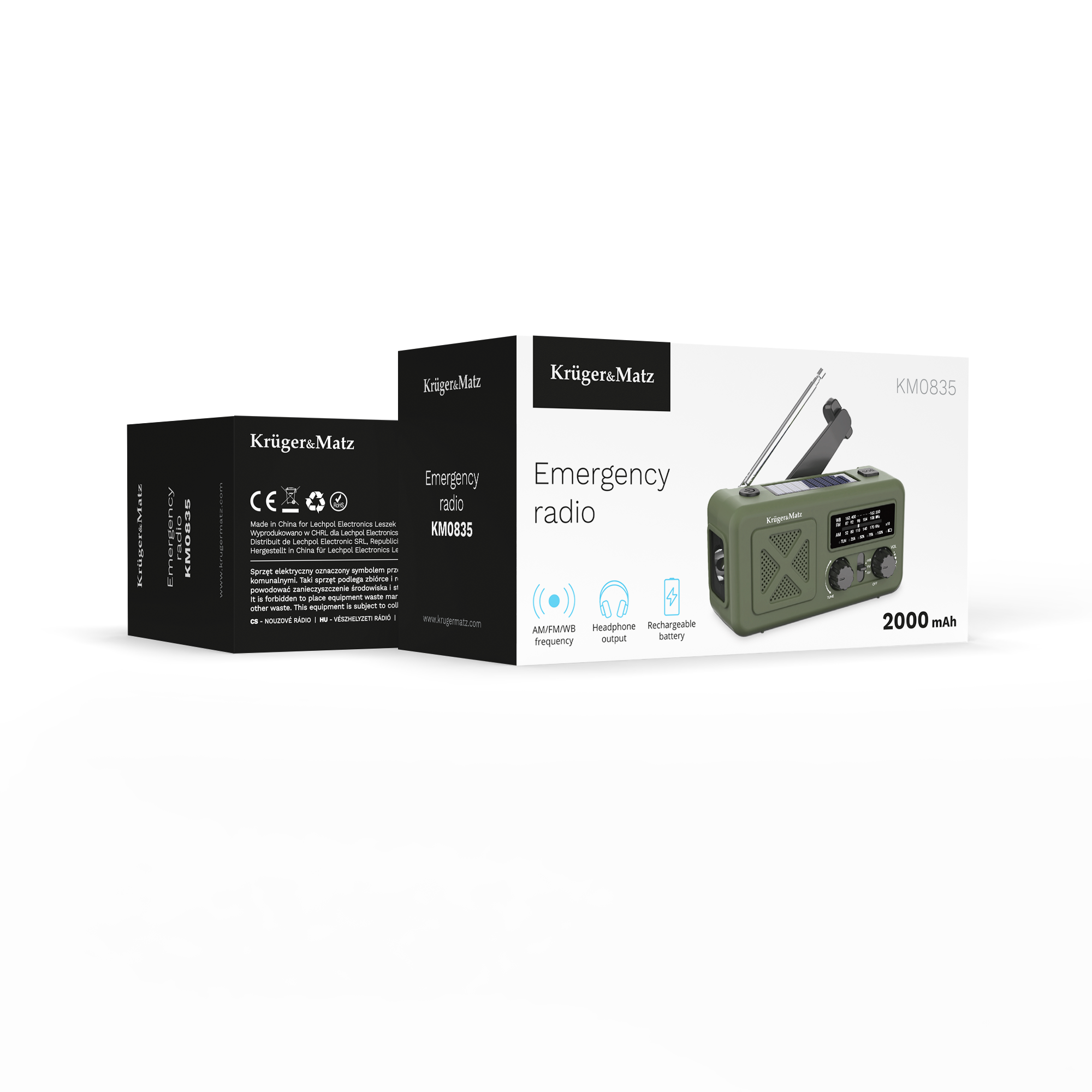 Radio solarne przenośne KRÜGER&MATZ KM0835 Czarny