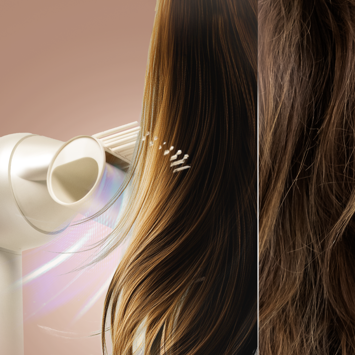 Pantalla dividida con cabello liso y peinado a la izquierda y cabello encrespado a la derecha.