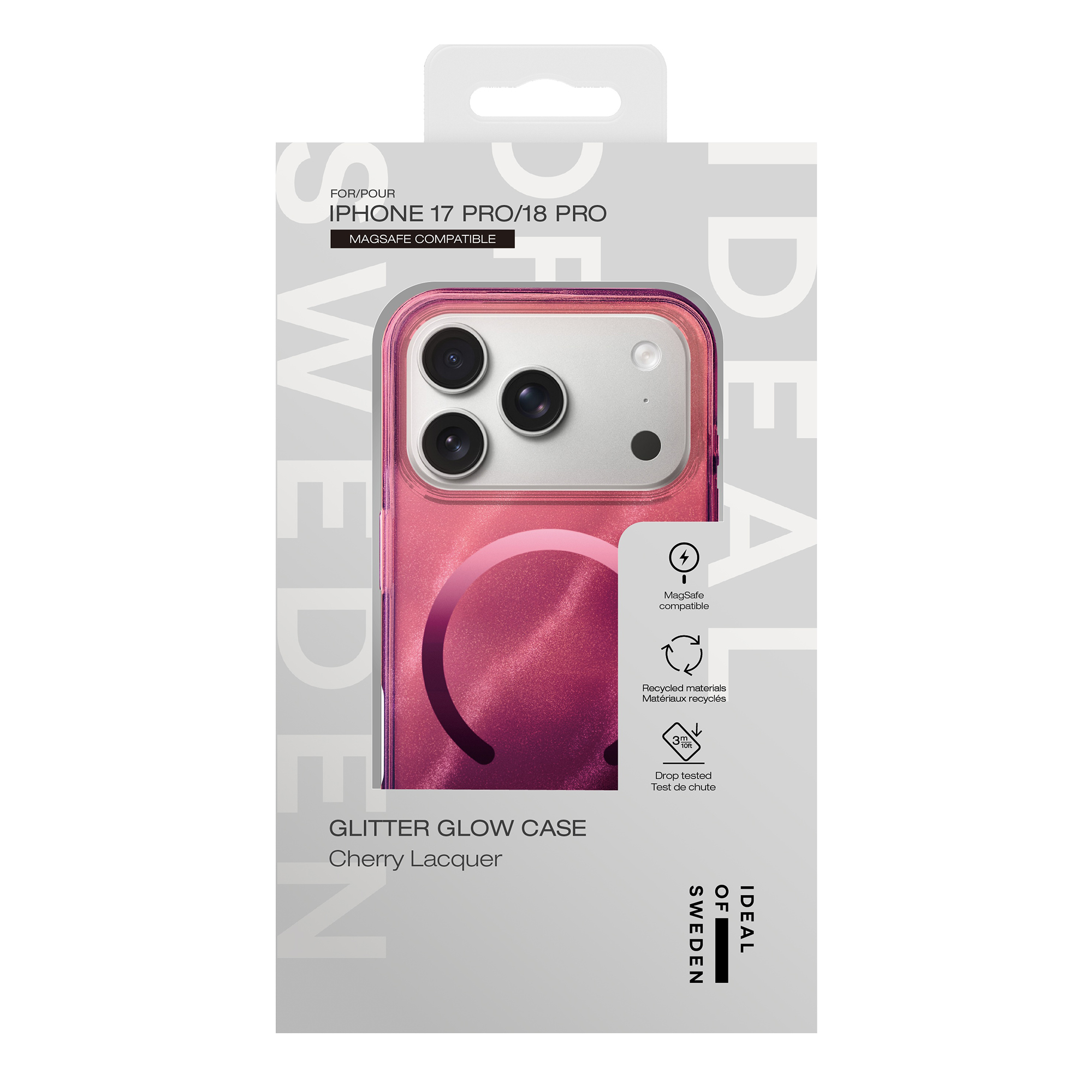 Confezione per cover glitter liquirizia di ciliegia compatibile con MagSafe.
