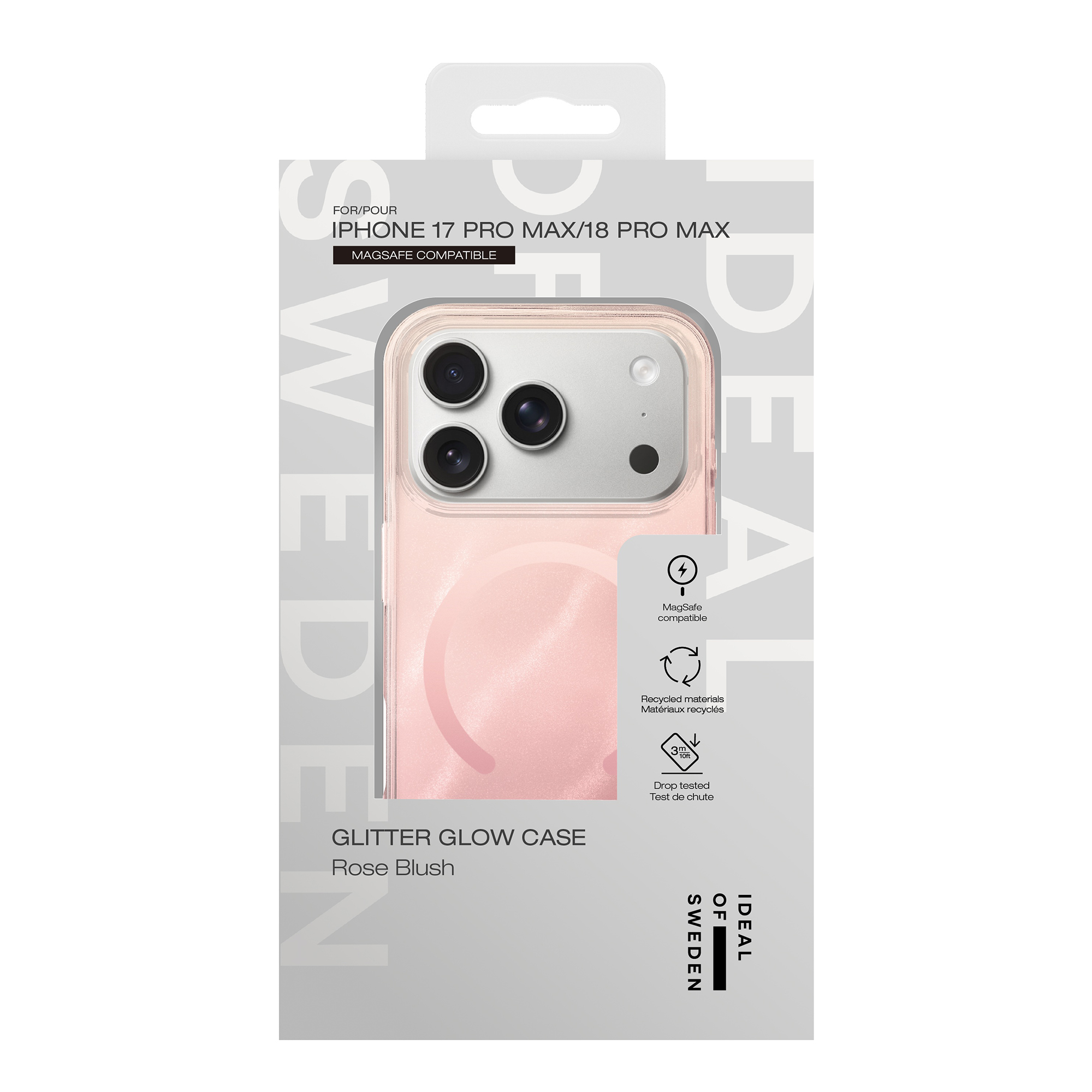 Confezione per cover Glitter Glow rosa per iPhone 17 Pro Max/18 Pro Max con MagSafe.