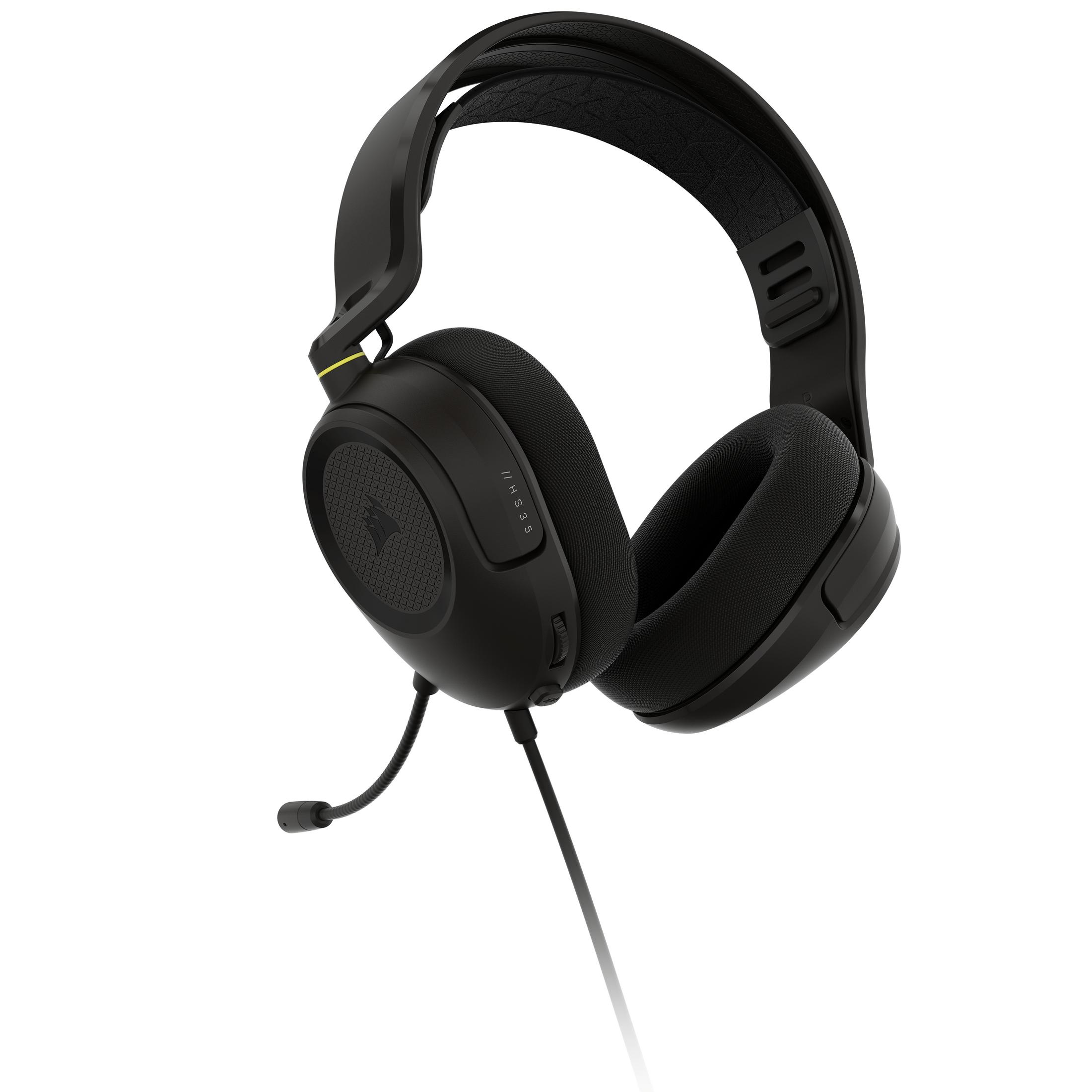 Cuffie over-ear nere con microfono e cavo su sfondo bianco.