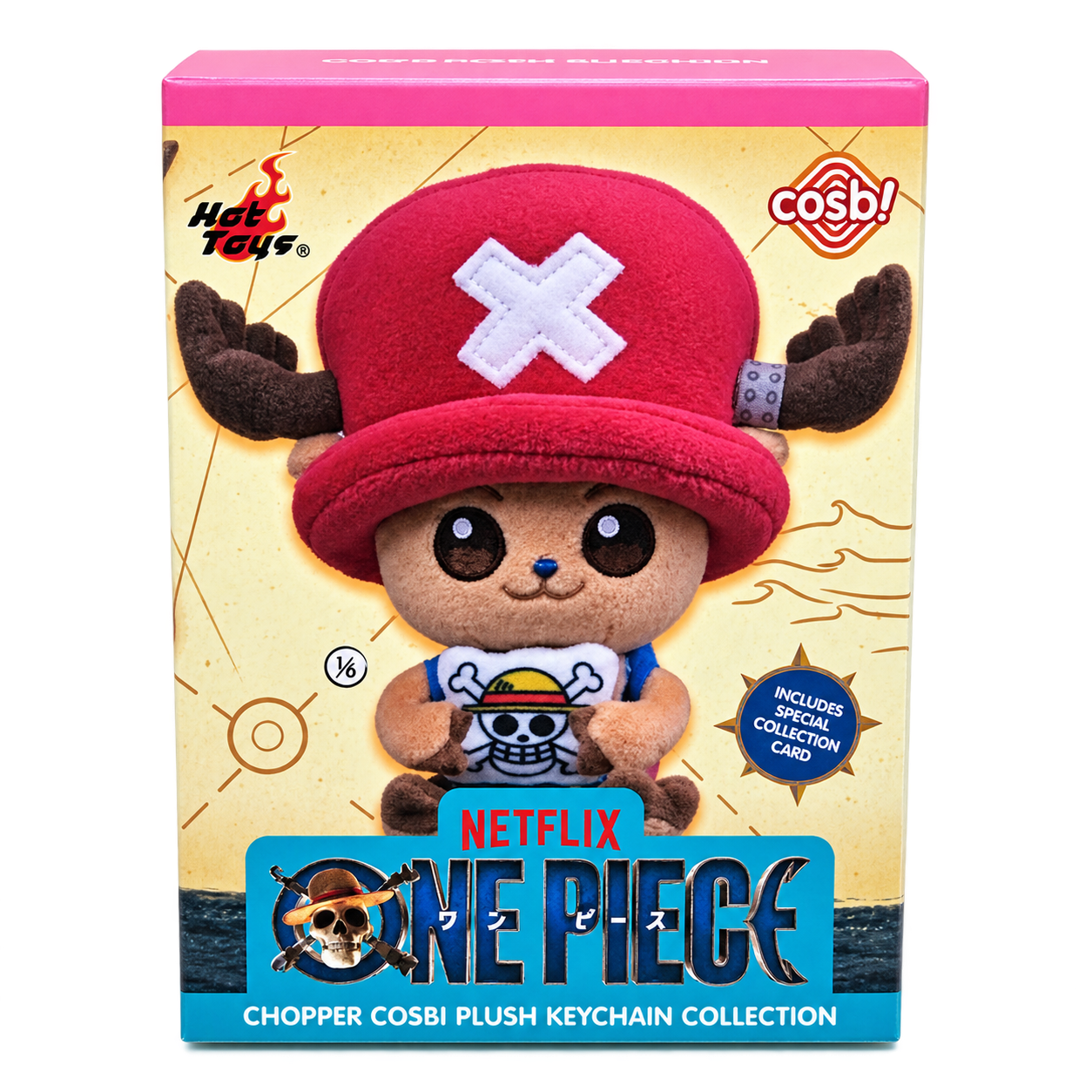 Verpackung der One Piece Chopper Plüsch-Schlüsselanhänger Figur mit Logo und Charakterbild.