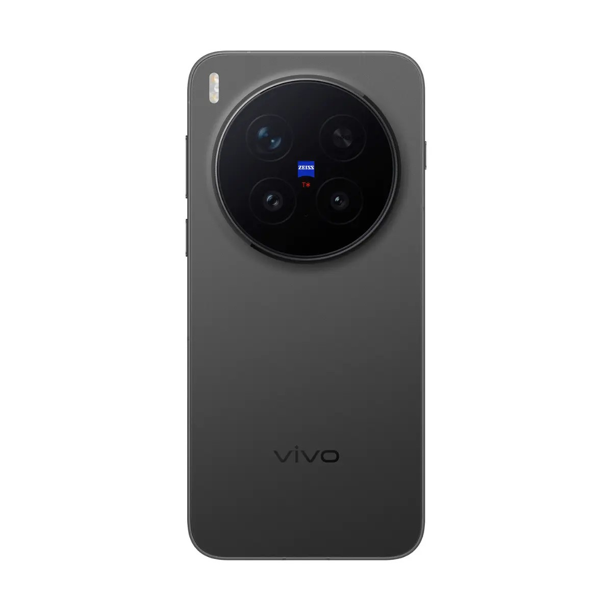 Rückseite eines grauen Vivo-Smartphones mit großem runden Kameraelement und Zeiss-Logo.