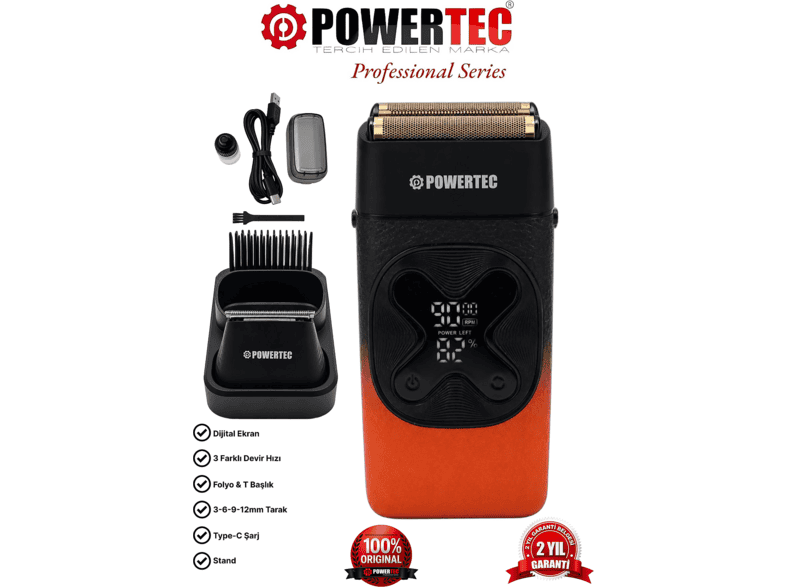 POWERTEC TR-700 2'si 1 Arada Günlük Sakal Tıraş Makinesi Siyah