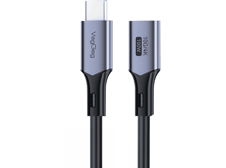 VEGGIEG USB 3.2 Gen 2 Type-C USB-C 100W 10Gbps 4K 60Hz 1 m Uzatma Kablosu