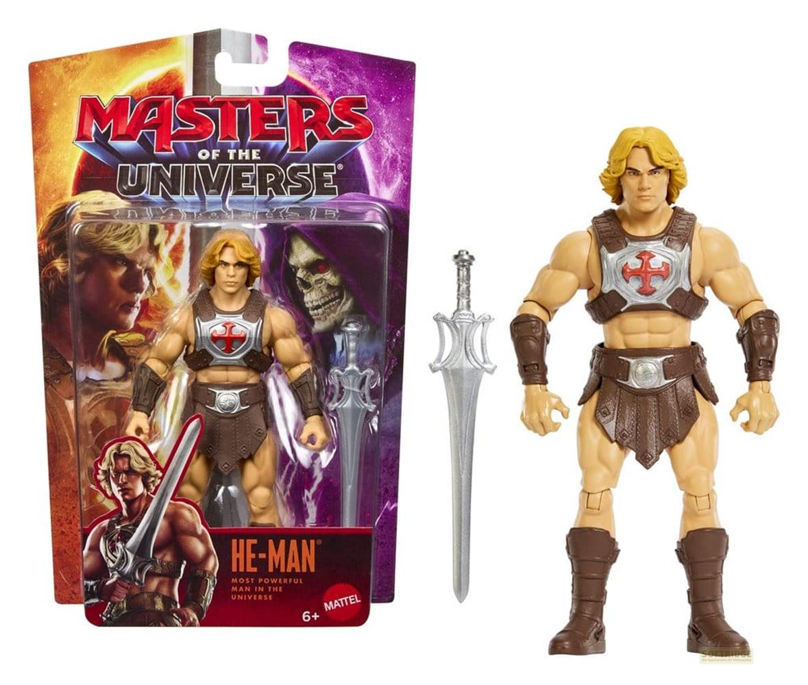 Figura de acción de He-Man con espada y empaque original de Masters of the Universe.