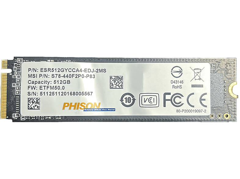 PHISON 2280 PCIe Gen4x4 NVMe M.2 512 GB SSD