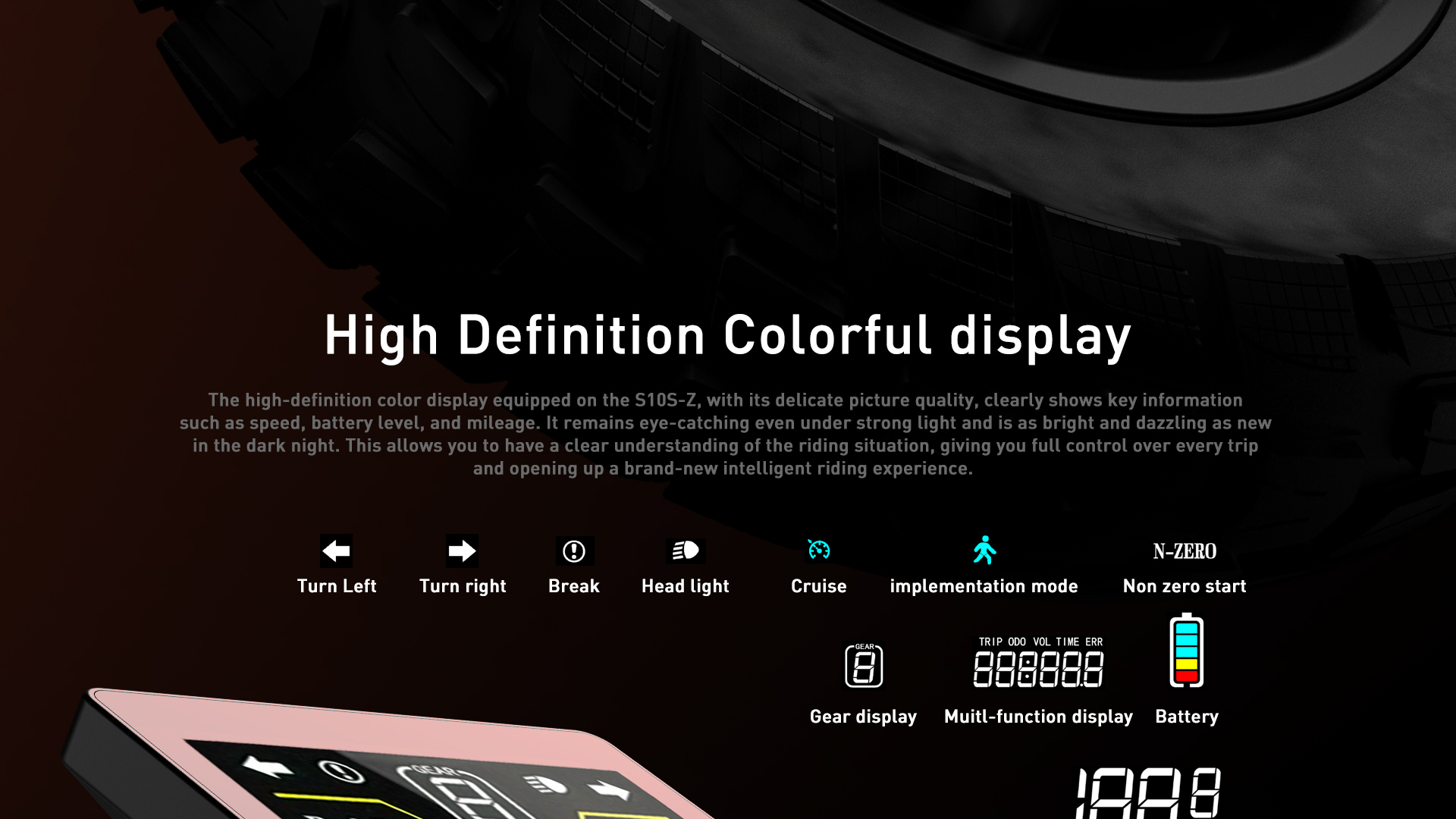 Il diagramma mostra simboli e funzioni di un display a colori ad alta definizione.