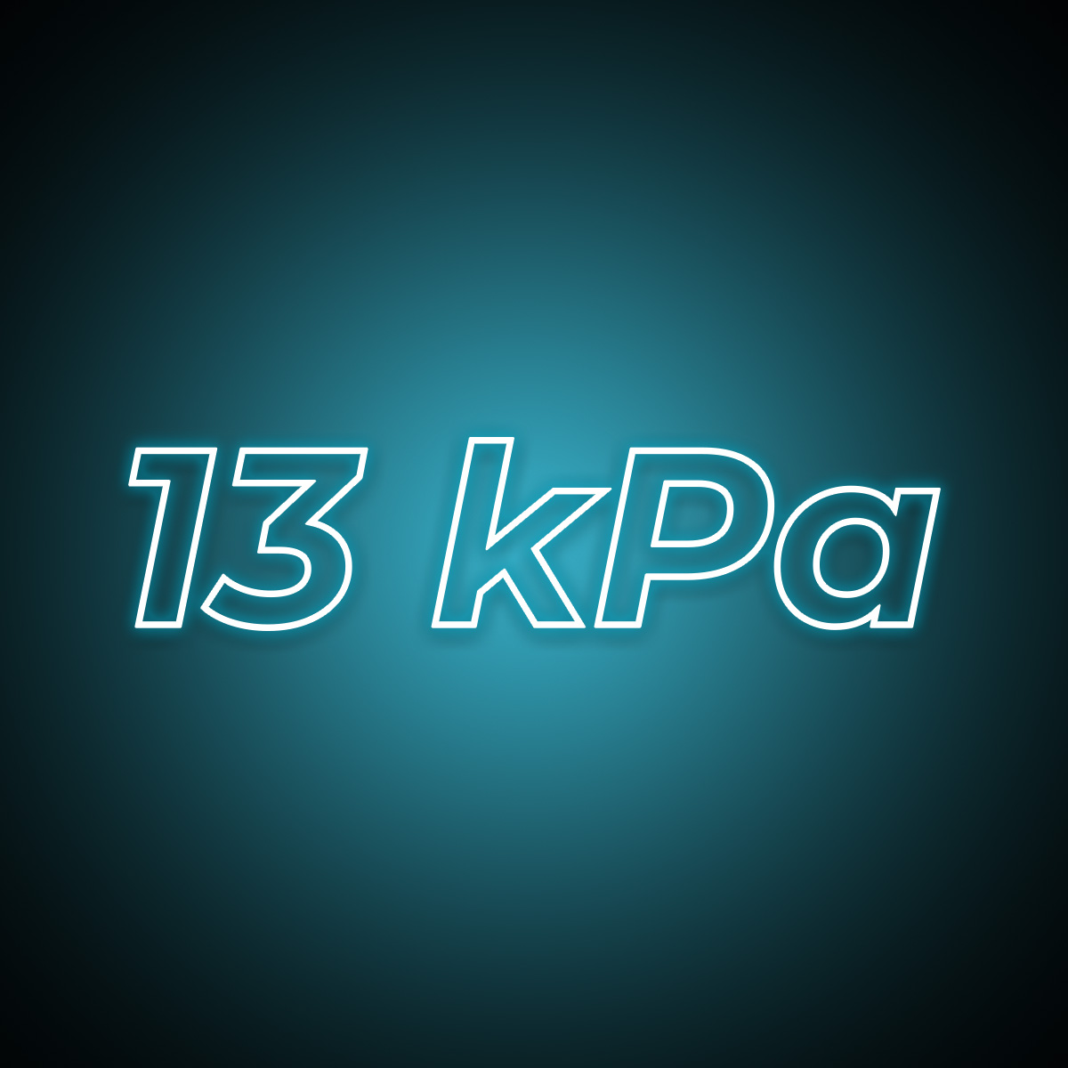 Insegna al neon blu con la scritta 13 kPa su sfondo scuro.