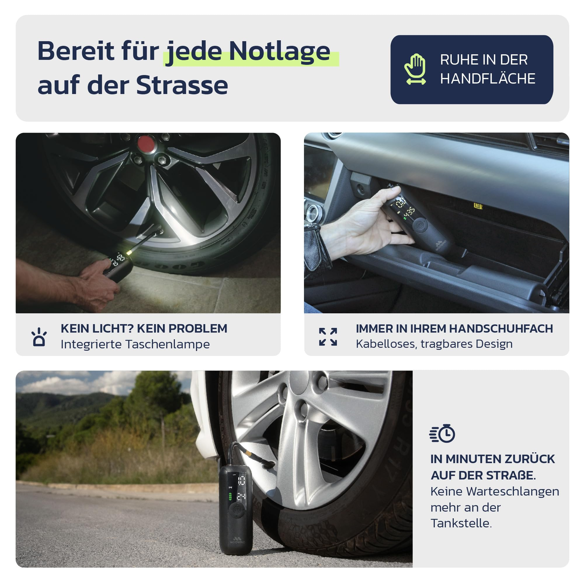 Compresseur d'air électrique portable pour gonfler les pneus, conçu pour la boîte à gants.