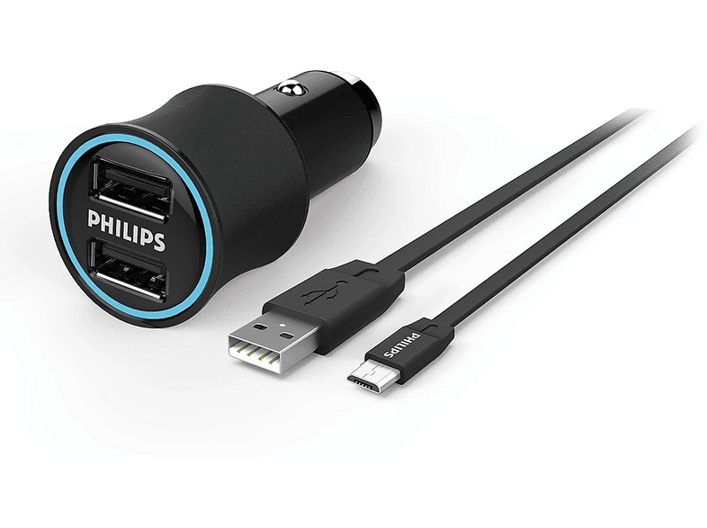 PHILIPS DLP2553V/97 2x USB-A, Micro Usb Kablolu Araç Şarj Cihazı Siyah