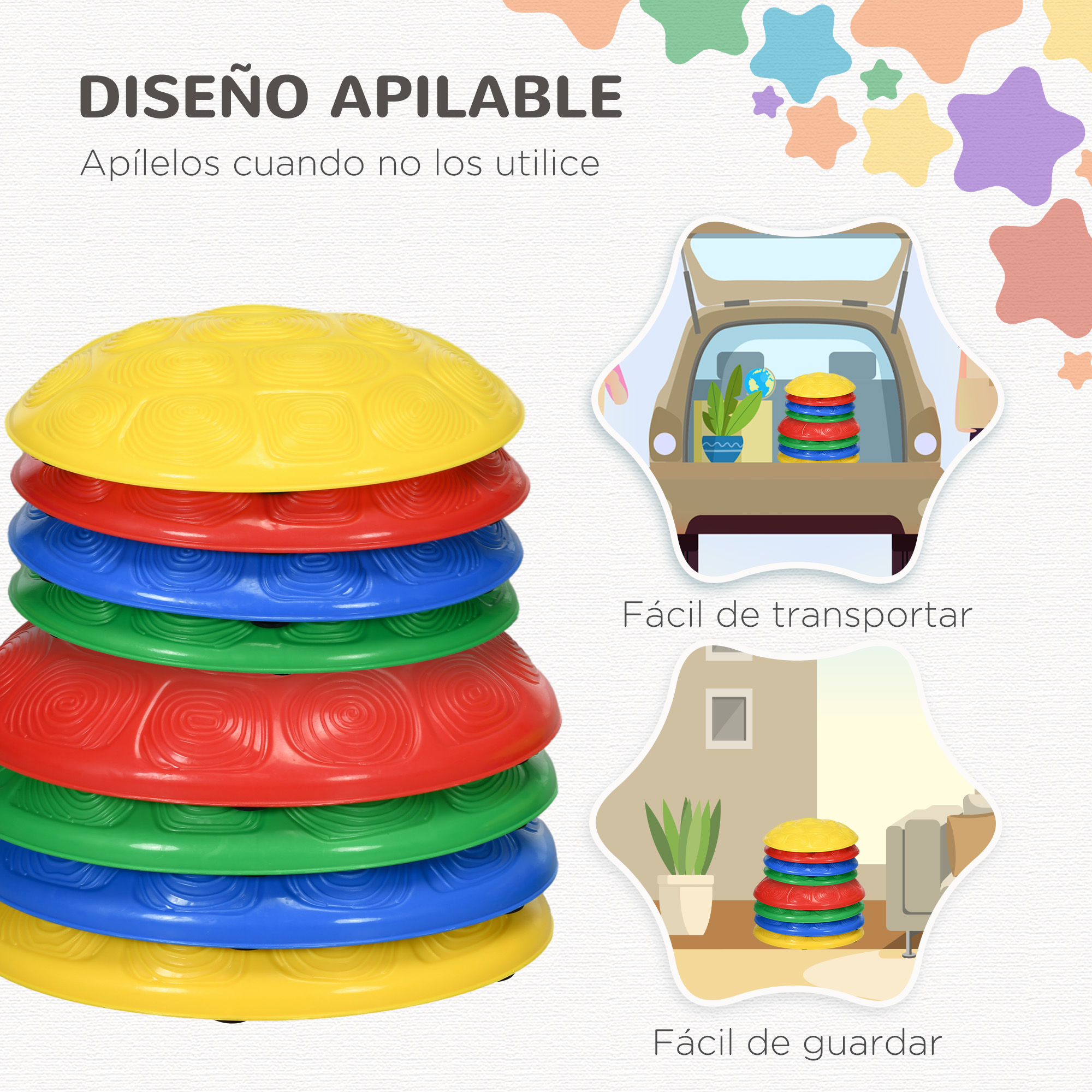 Piedras de equilibrio coloridas y apilables para niños, fáciles de transportar y almacenar.