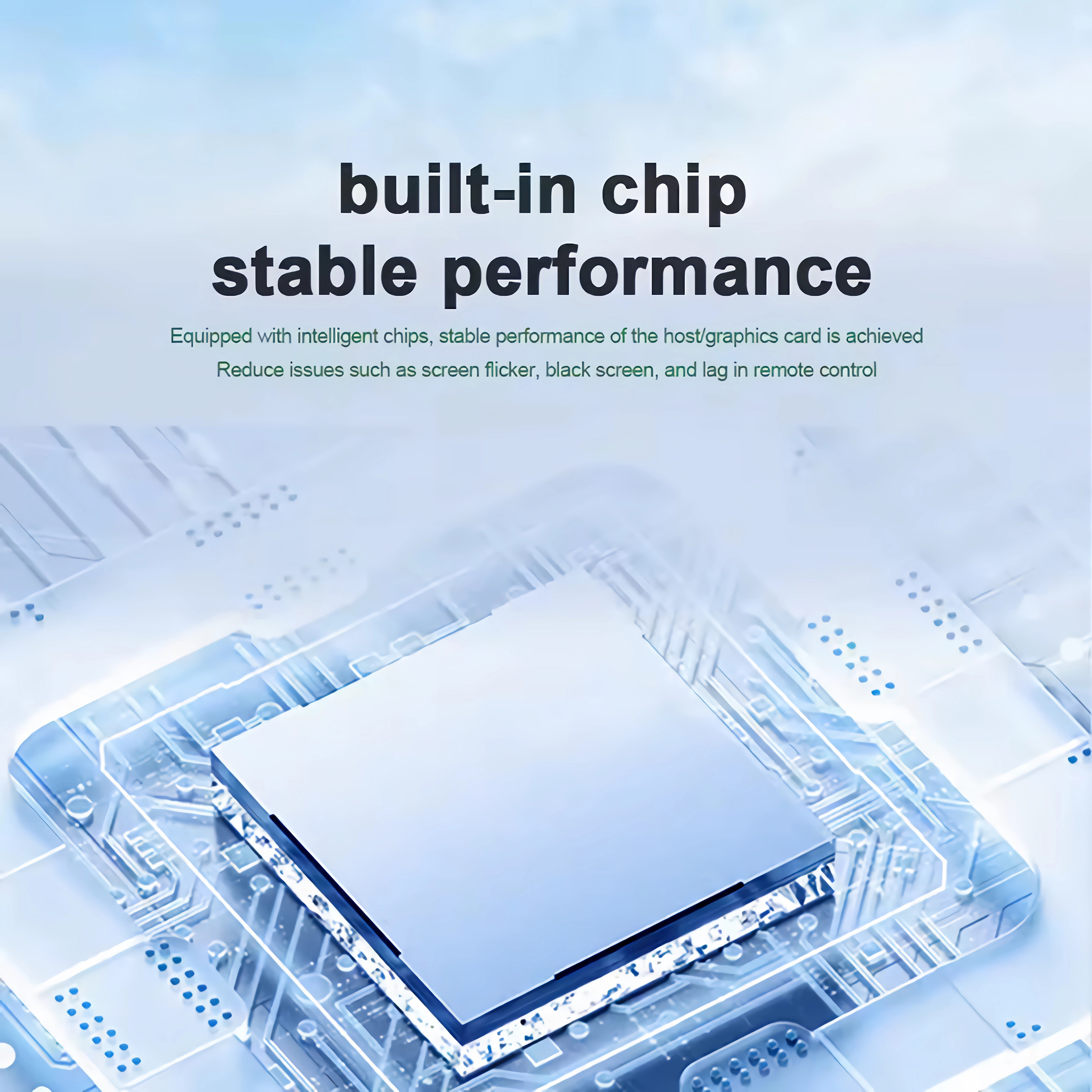 Ein integrierter Chip auf einer blauen Leiterplatte zeigt Stabilität.