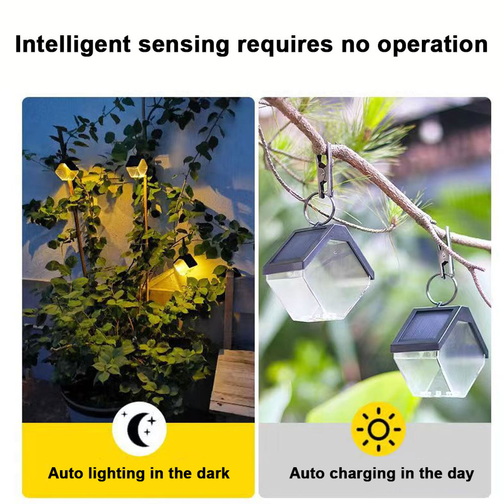 Solarleuchten: Nachts autom. an, tagsüber autom. Ladevorgang.
