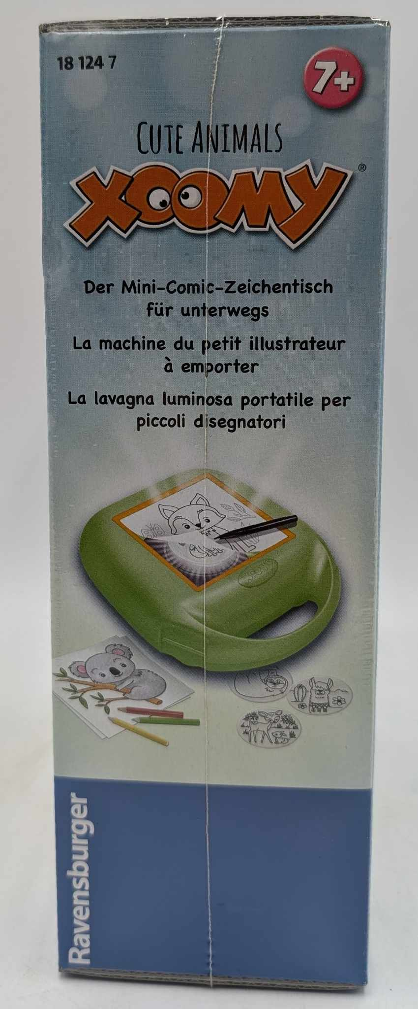 Ravensburger Xoomy Cute Animals Mini-Comic-Zeichentisch für Kinder ab 7 Jahren mit einer grünen Leuchtbox.
