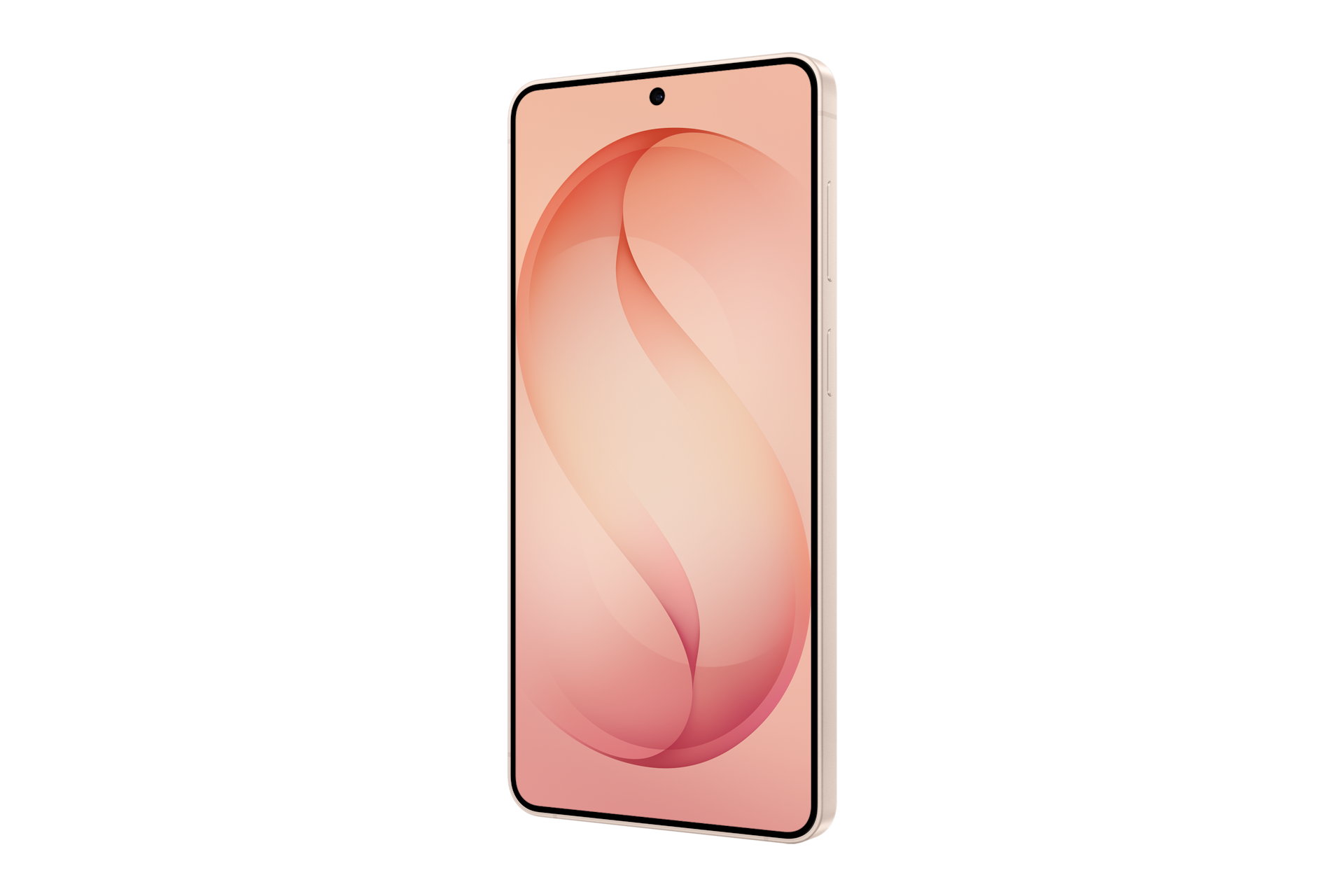 Ein Smartphone im Hochformat zeigt ein abstraktes rosa Wellen-Hintergrundbild auf einem schwarzen Hintergrund.