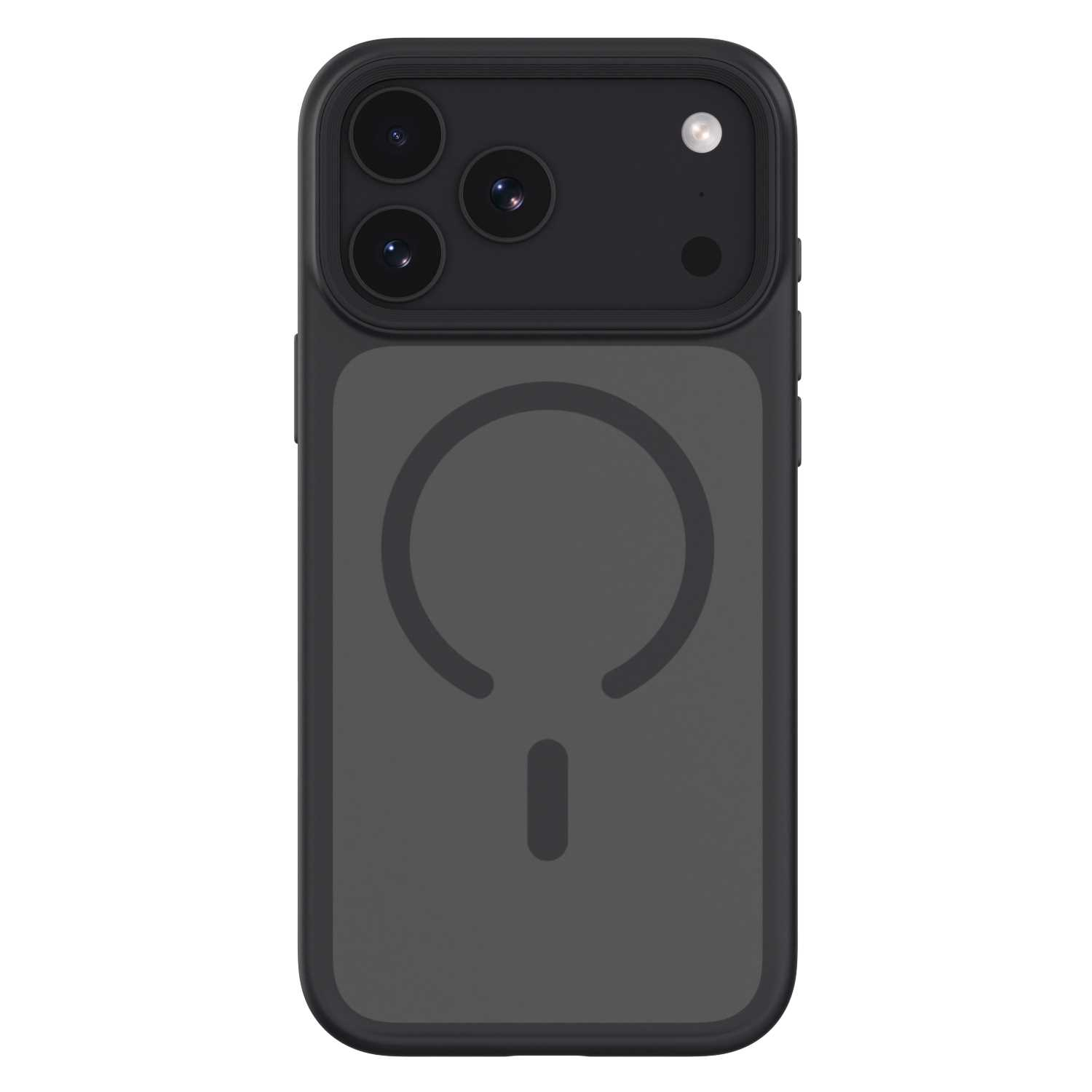 Czarne etui na smartfon z wycięciem na aparat i pierścieniem magnetycznym.