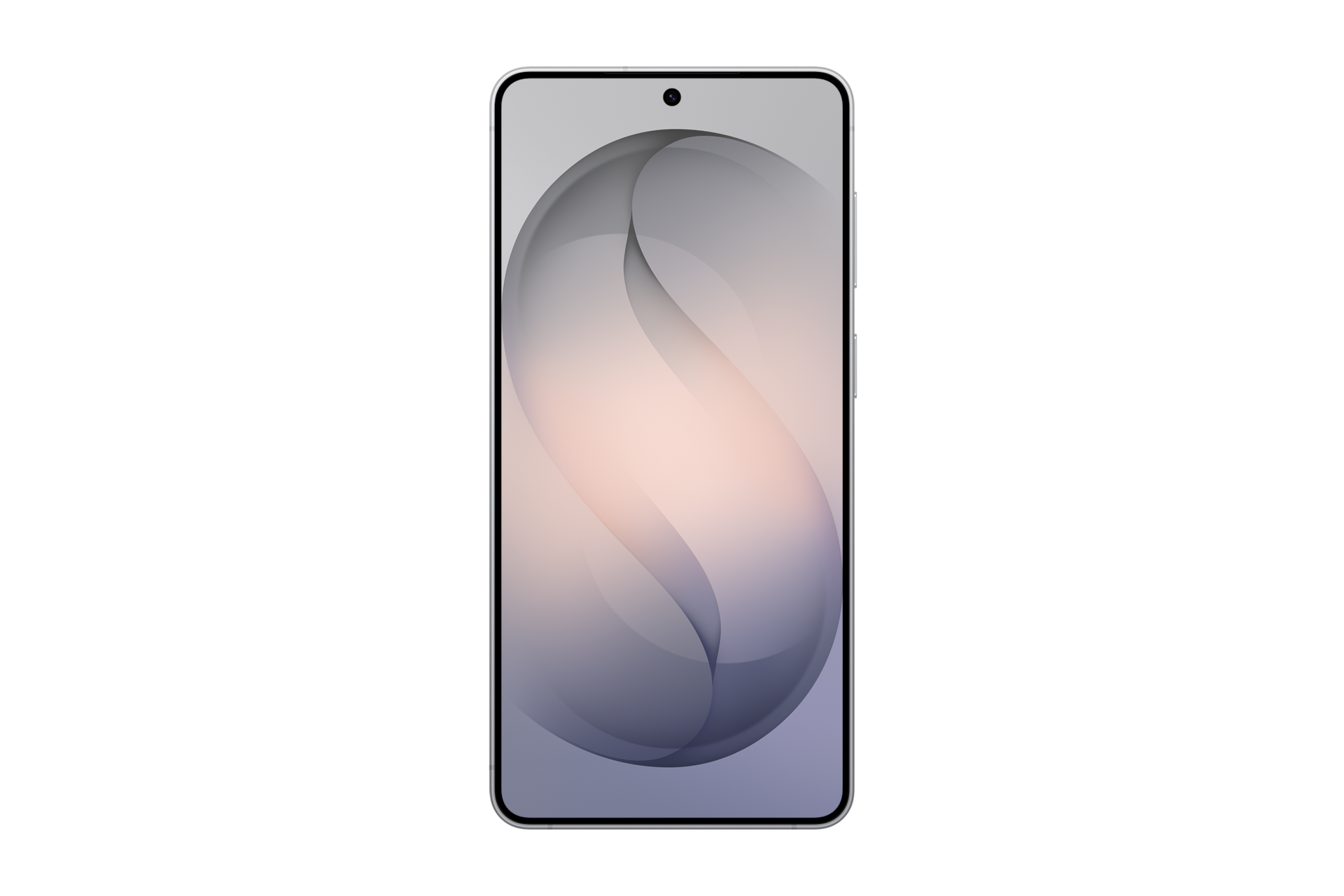 Uno smartphone con uno sfondo luminoso a linee curve e astratte.