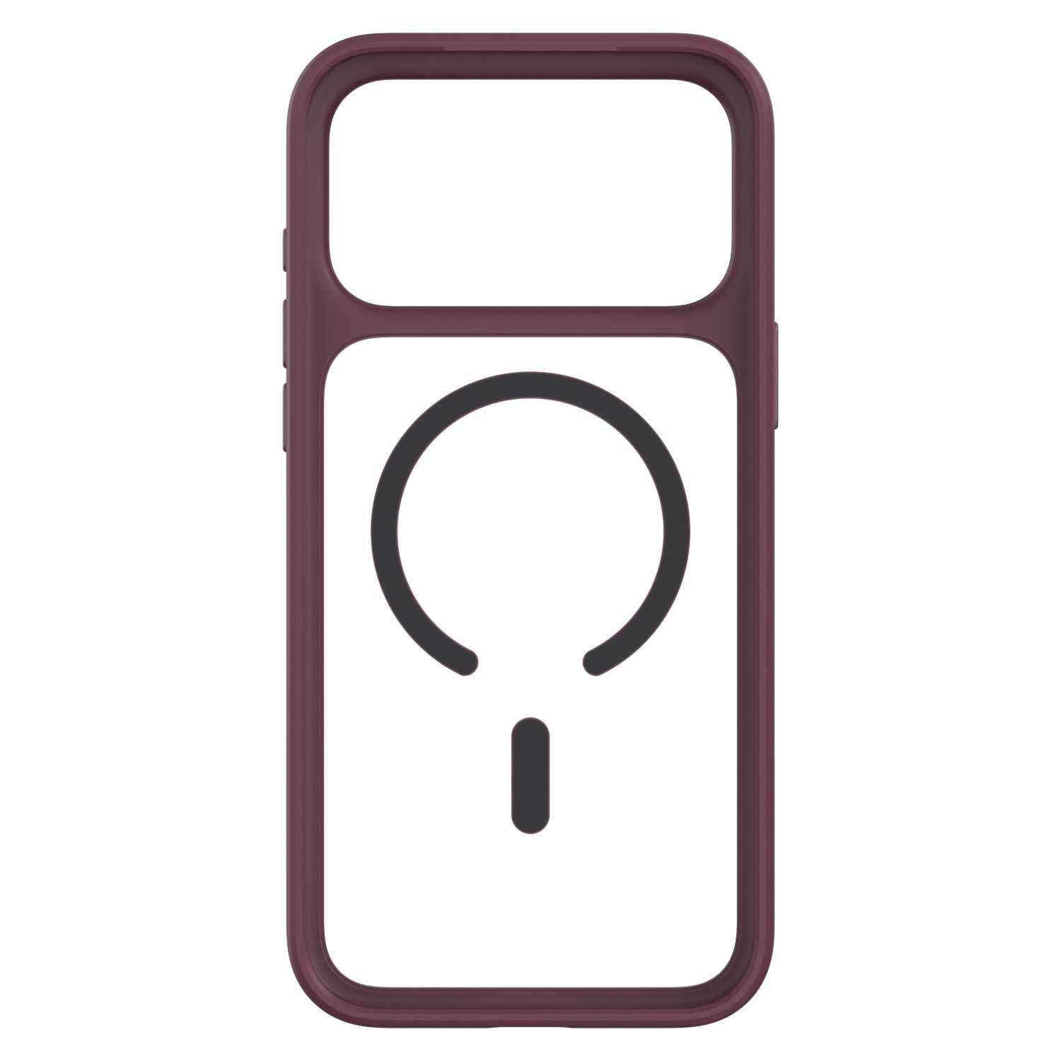 Fioletowe etui na telefon z pierścieniem MagSafe na białym tle.