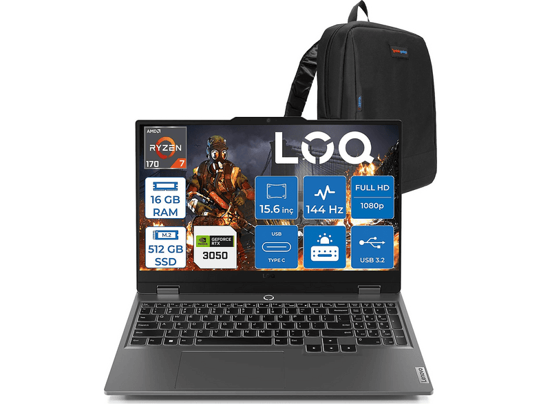 ★メモリ32GB★SSD512GB Corei7 13.3 AJ3 Lenovo LENOVO LOQ Essential DDR5 6GB/RTX3050/65 W 83S000DYTRF07 AMD Ryzen