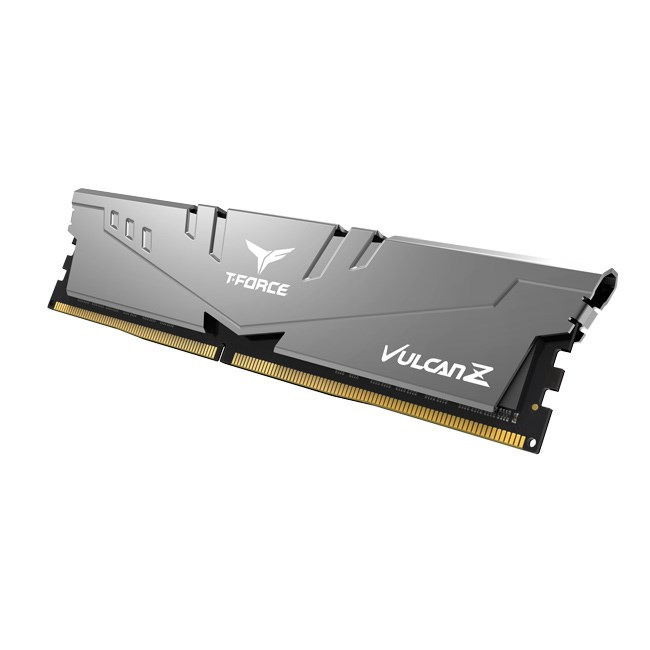 Modulo di memoria RAM T-Force Vulcan Z grigio su sfondo bianco.