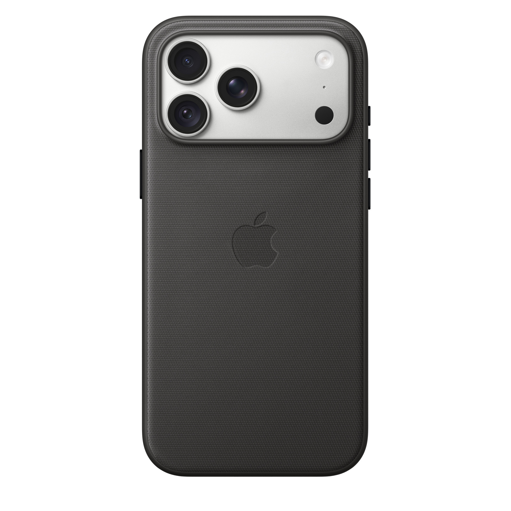 Dos d'un iPhone noir dans une coque de protection avec un module photo argenté et le logo Apple.