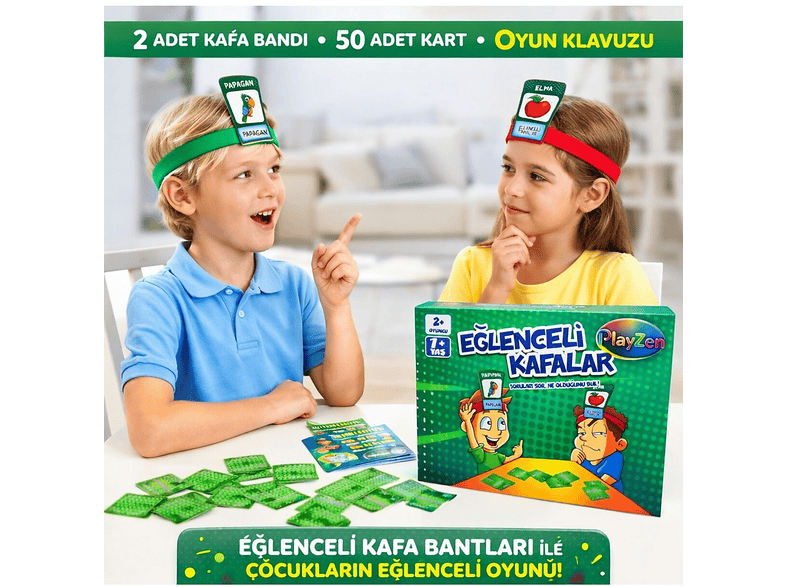 PLAYZEN Eğlenceli Kafalar Çocuk Oyunu 7+ Yaş Kafa Bandı Kart Oyunu