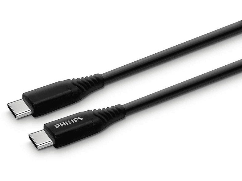 PHILIPS DLC5206C/00 USB-C to USB-C Örgülü , 2 Metre Hızlı Şarj Kablosu Siyah