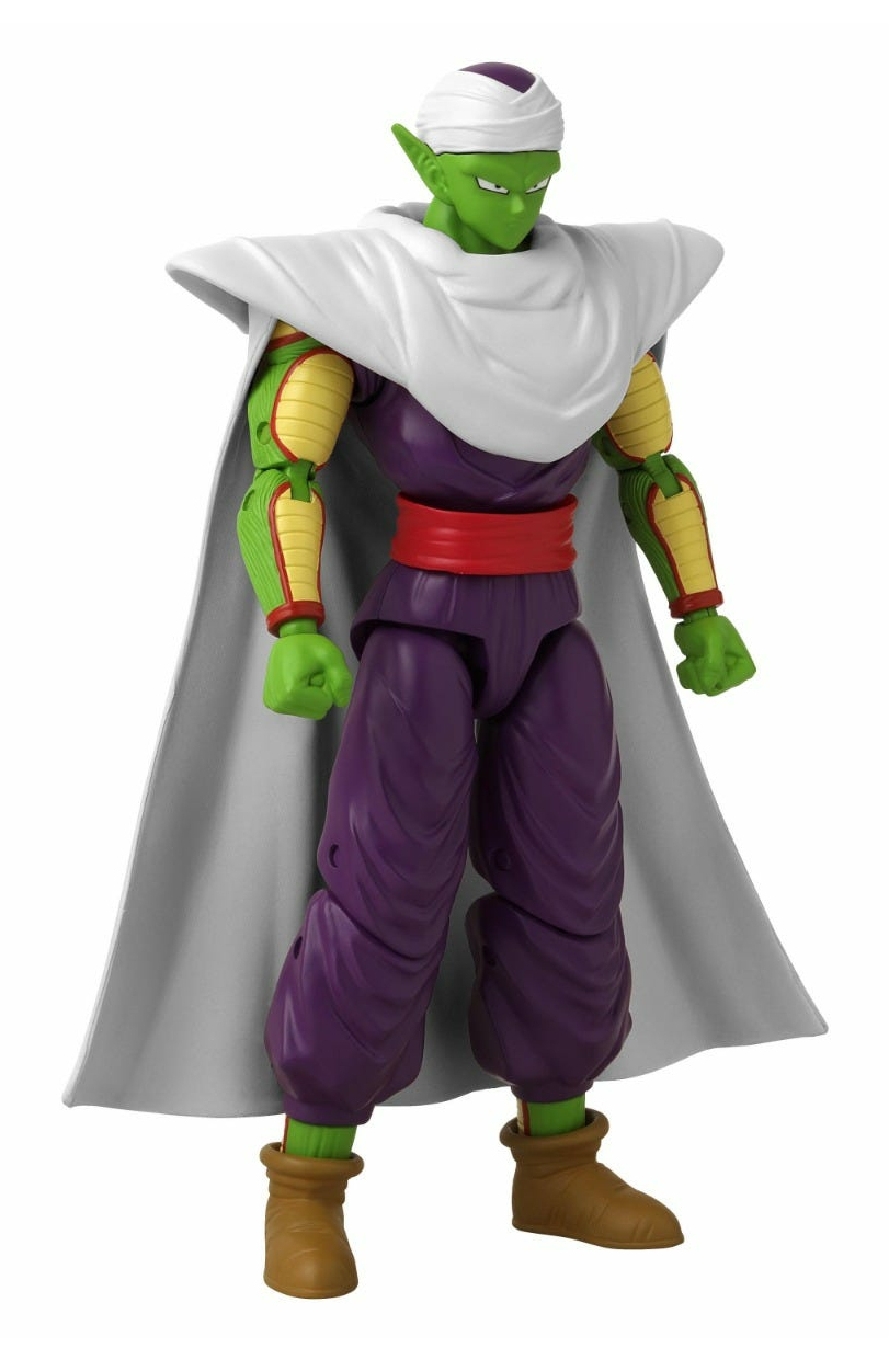 Figura de acción de piel verde con pantalones morados, capa blanca y turbante sobre fondo blanco.