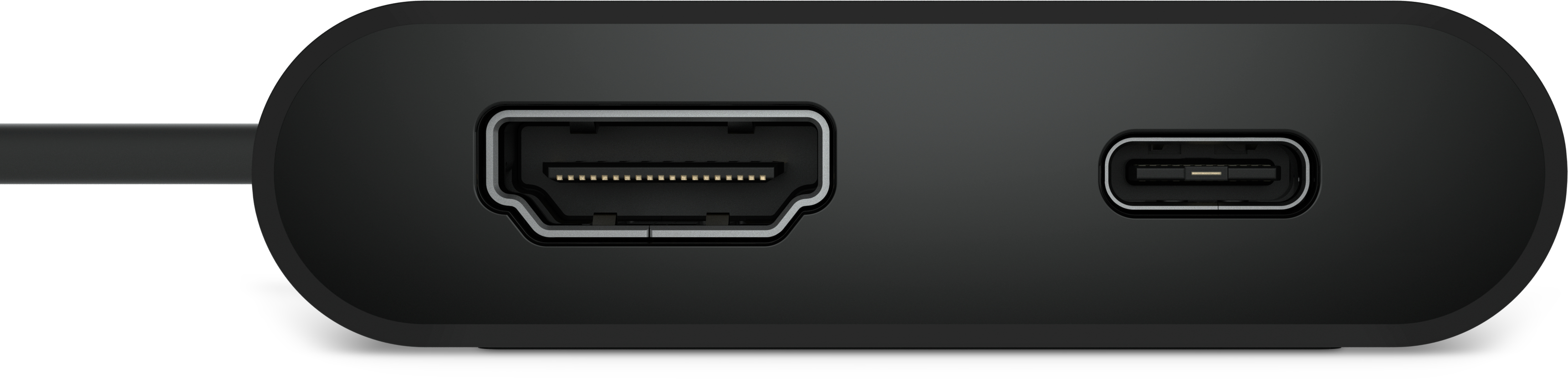 Hub noir doté d'un port HDMI et d'un port USB-C à l'avant.