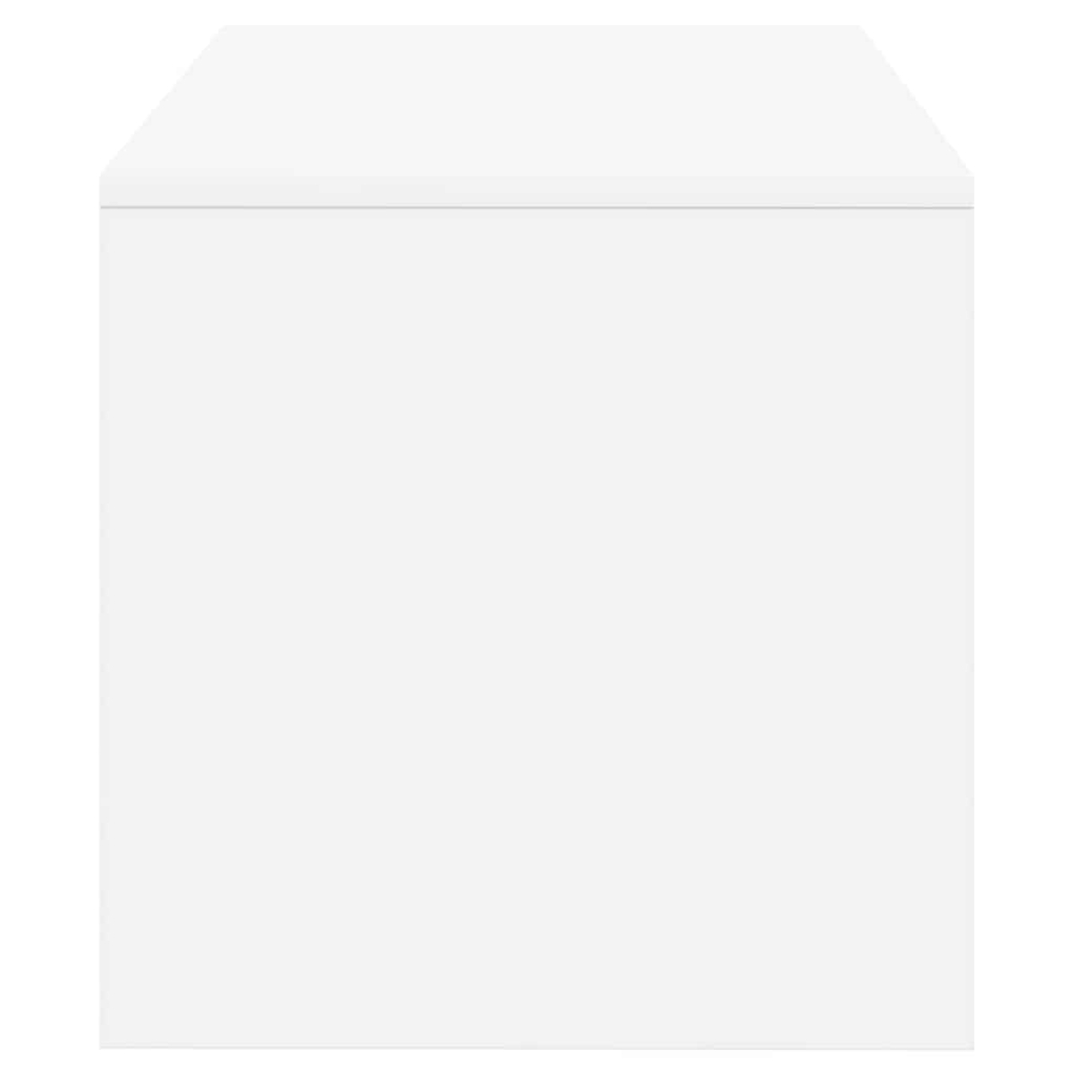 Un cubo de pared de madera blanca minimalista sobre un fondo blanco.