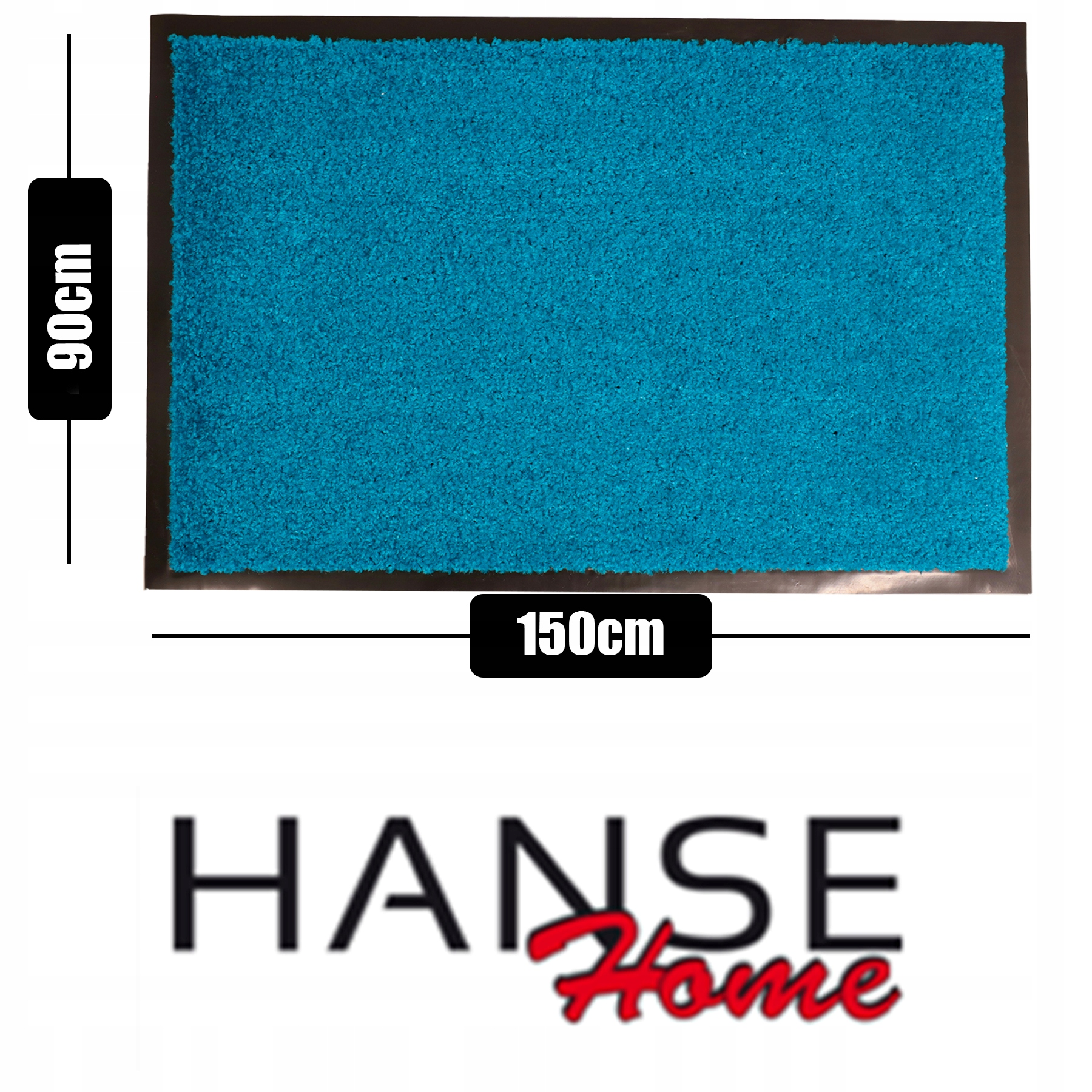 Niebieska wycieraczka o wymiarach 90x150cm z logo Hanse Home.