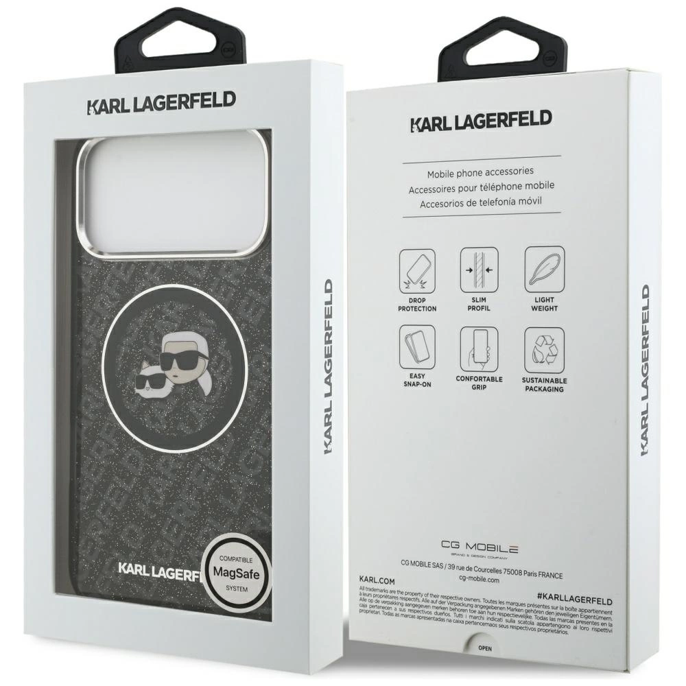 MagSafe logolu beyaz ambalaj içinde Karl Lagerfeld telefon kılıfı.