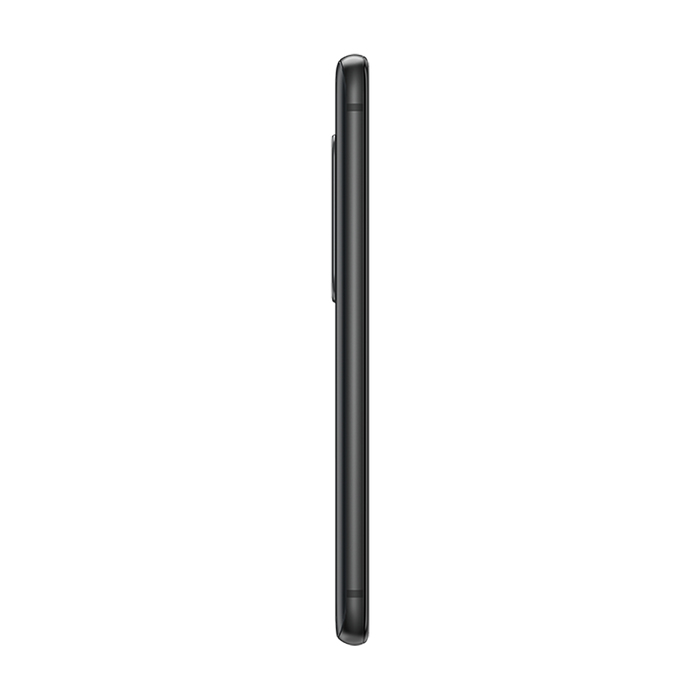 Seitenansicht eines schwarzen Smartphones mit schlankem Profil.