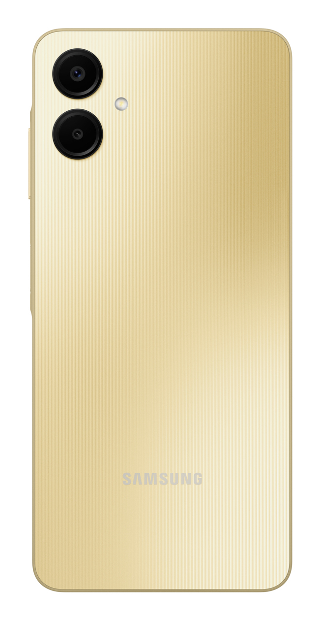 Retro di uno smartphone Samsung dorato con due fotocamere verticali e il logo Samsung.
