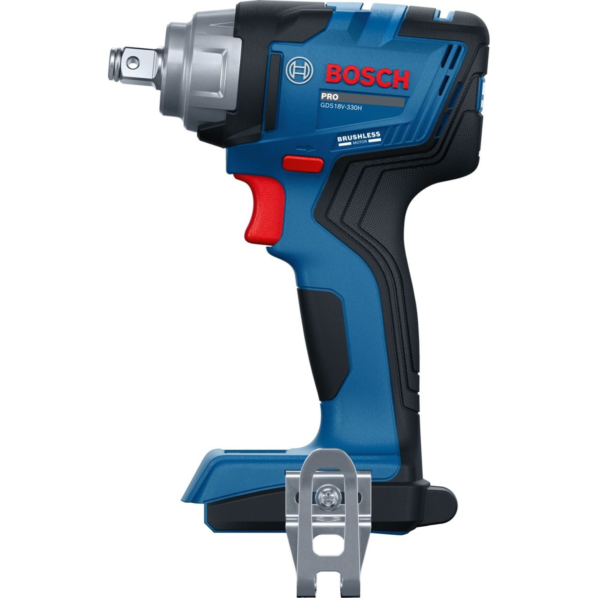 Avvitatore a impatto a batteria Bosch blu e nero su sfondo bianco.