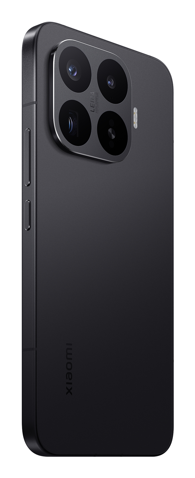 Rückseite eines schwarzen Xiaomi-Smartphones mit vier quadratisch angeordneten Kameralinsen.