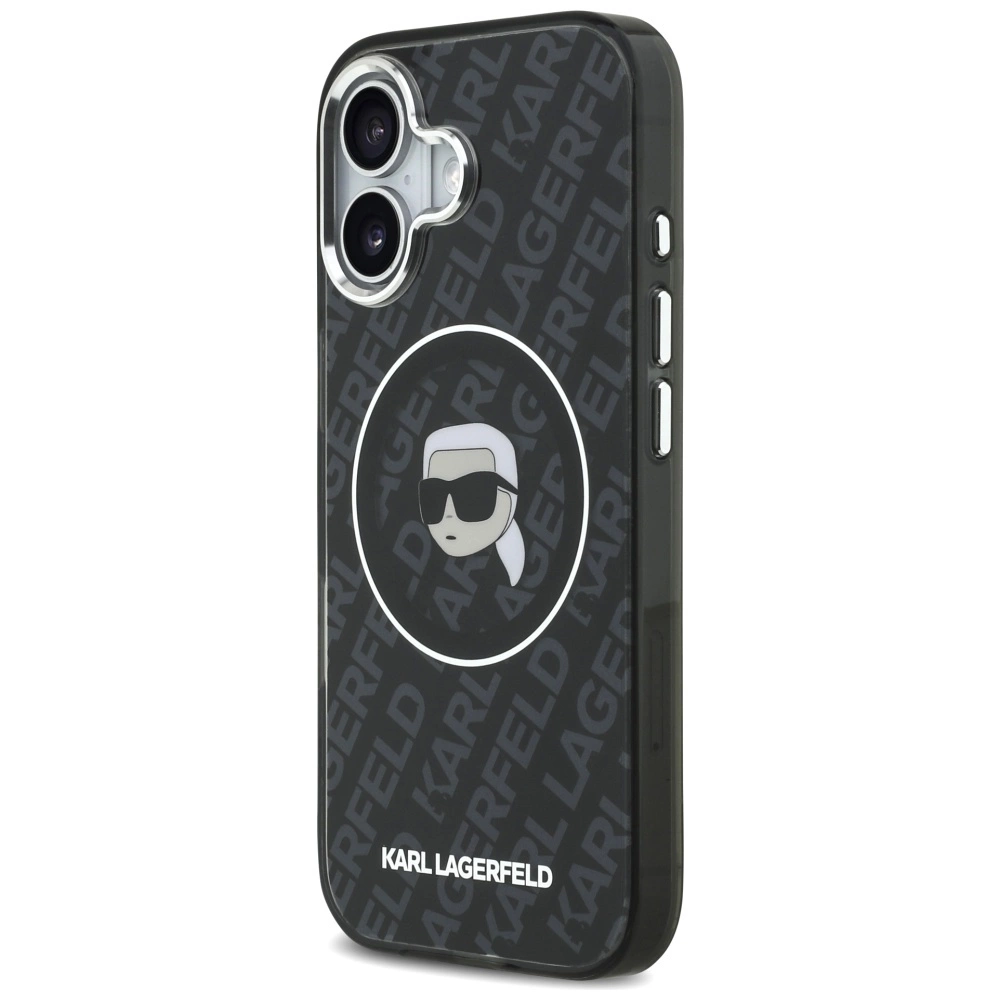 KARL LAGERFELD iPhone 17 Uyumlu Orijinal Lisanslı IML Baskılı KL Heads Kapak Telefon Kılıfı Siyah