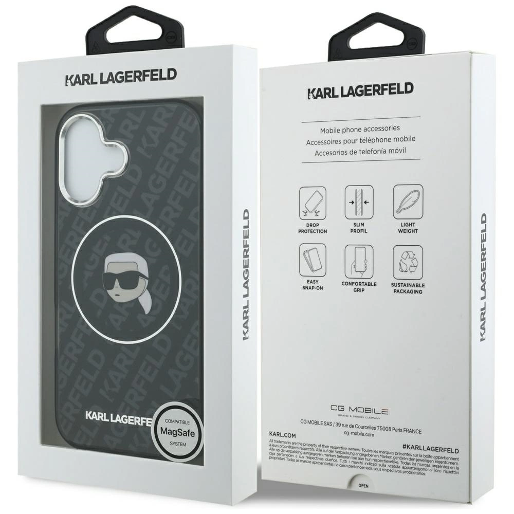 KARL LAGERFELD iPhone 17 Uyumlu Orijinal Lisanslı IML Baskılı KL Heads Kapak Telefon Kılıfı Siyah
